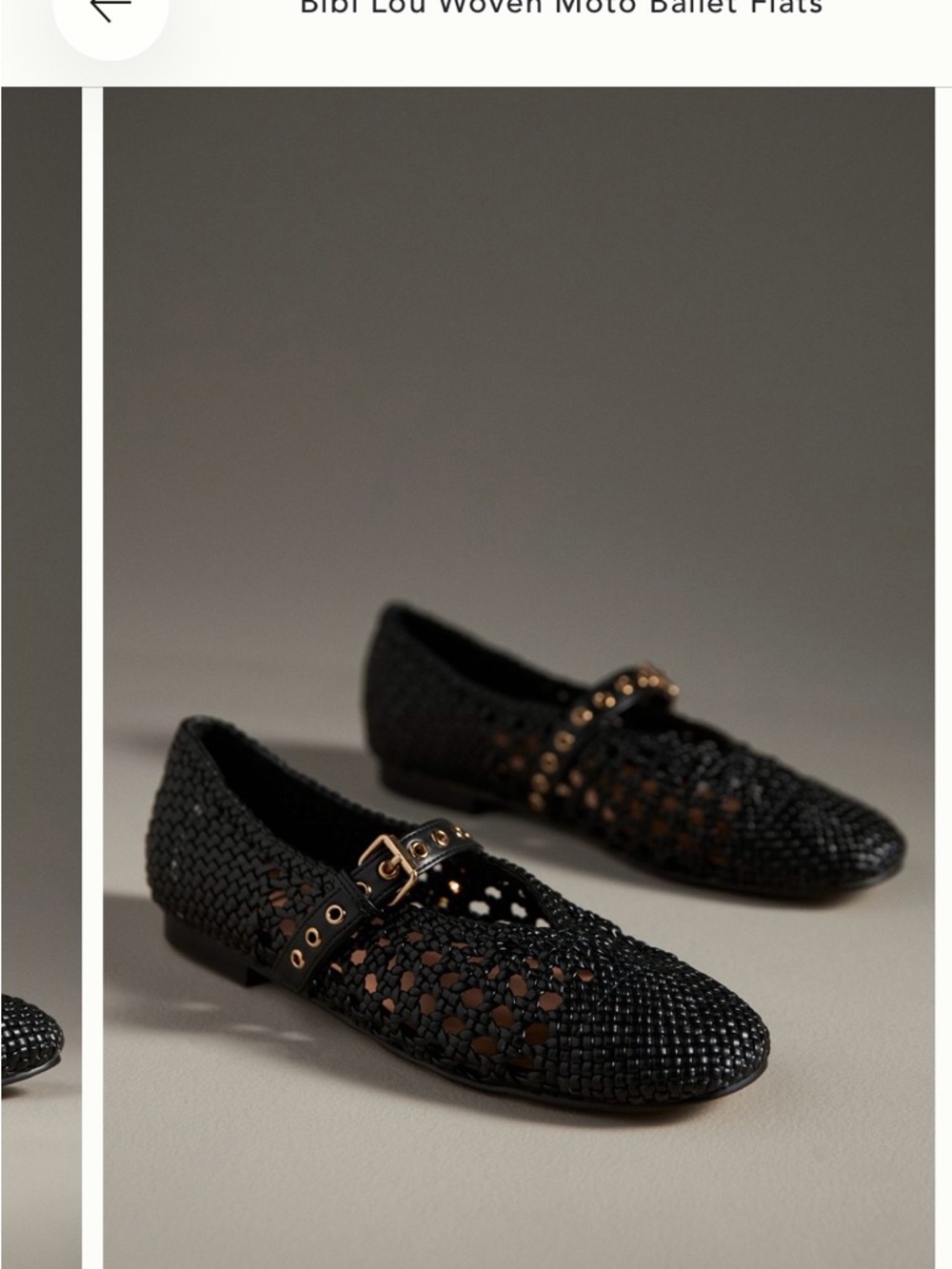 Bibi Lou Woven Black Mary Jane Ballet Flats with Gold Buckle